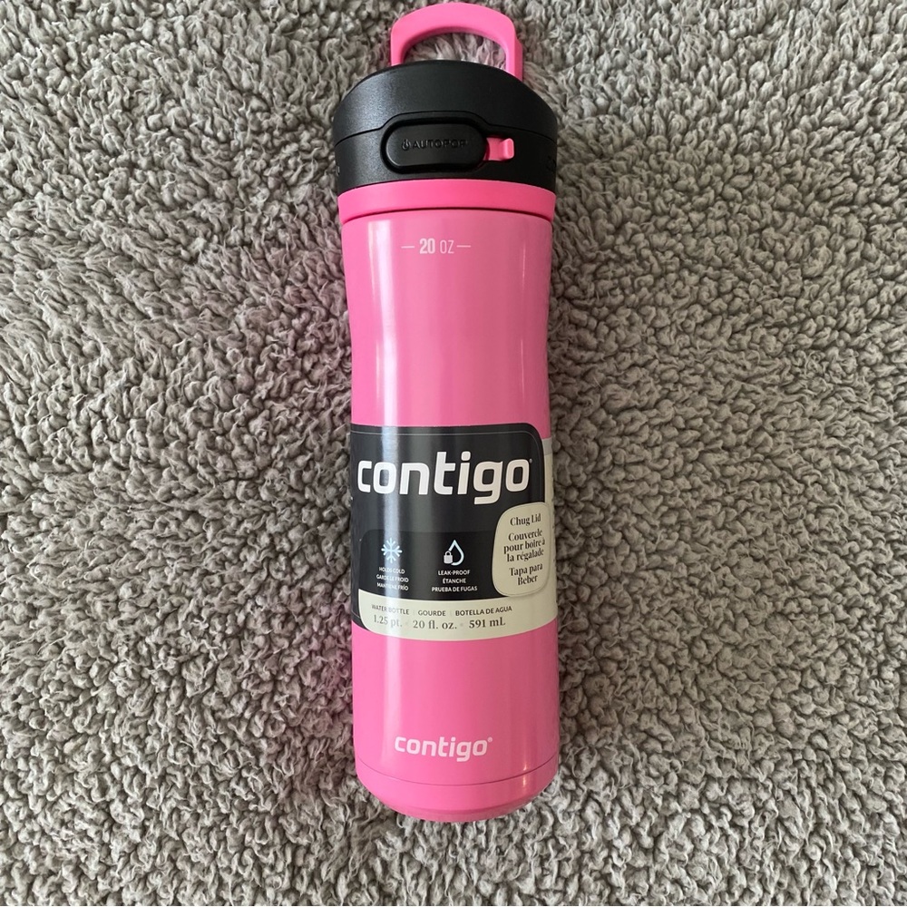 Contigo Stainless Steel Water Bottle Pink Black Jackson Chill 2.0 NWT